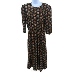 Cottagecore Vintage Floral Midi Dress Women’s 10 Ronni Nicole Romantic Prairi